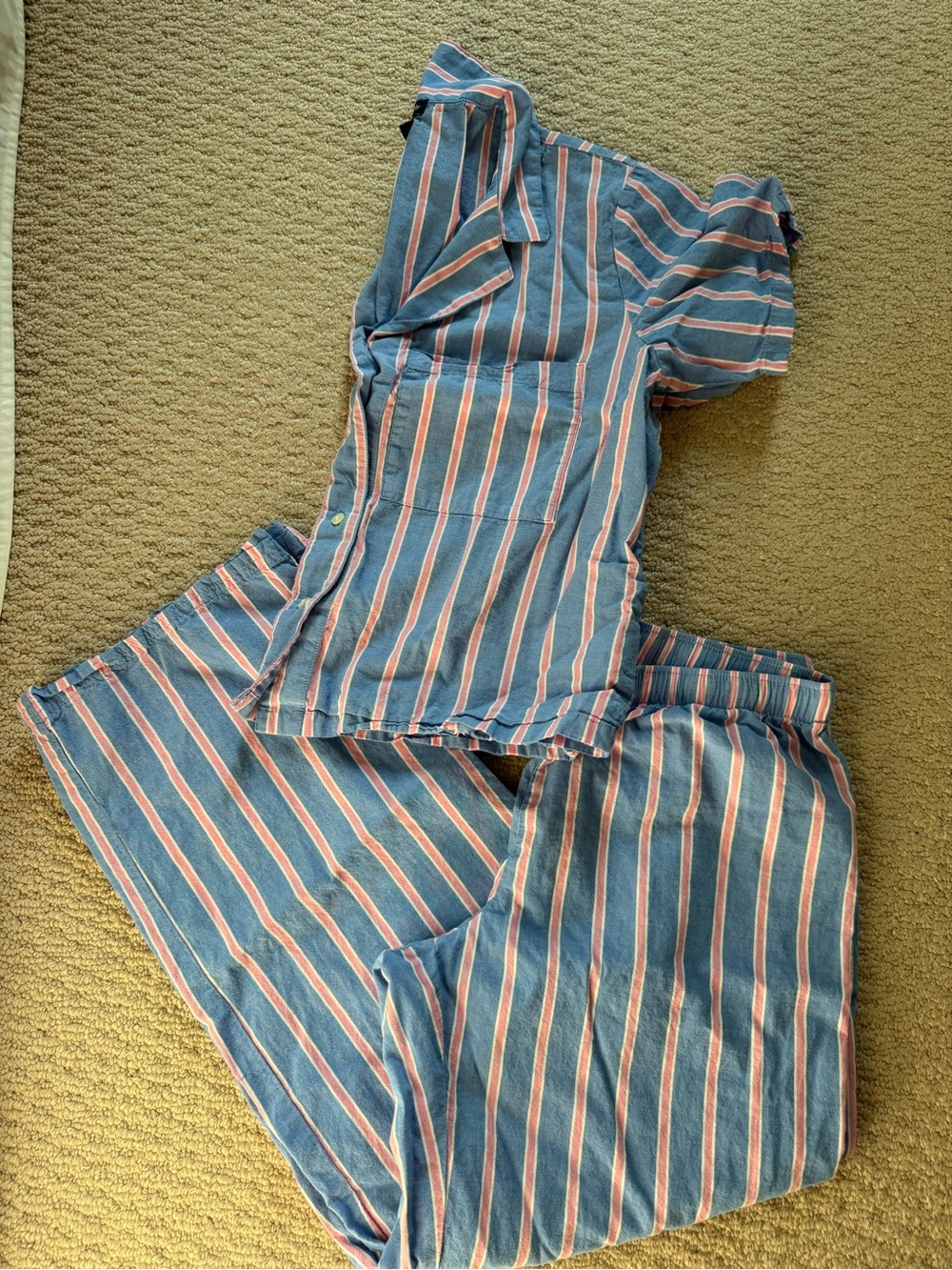 Gap Body Blue and Pink Striped 100% Cotton Pajama set